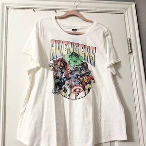Marvel White Avengers Graphic Tee with Multicolor Print